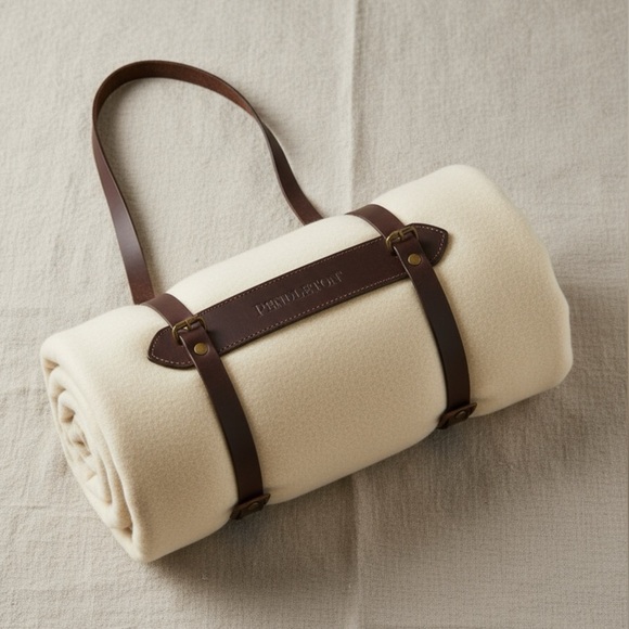 Vtg Pendleton Leather Throw Blanket Carrier | USA Made | Premium Brown Cowhide - Picture 1 of 6